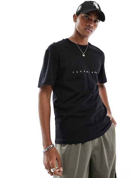 Jack & Jones t-shirt with central logo in black