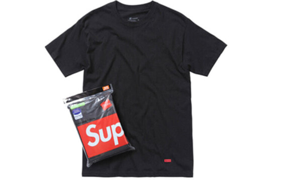 Футболки Supreme Hanes Tagless (3 шт.) черные T 3