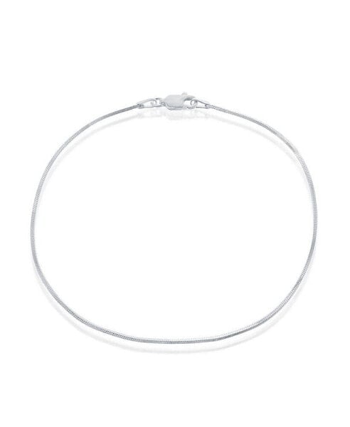 Sterling Silver Square Snake Anklet