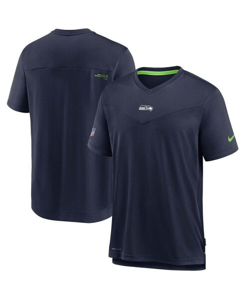 Men's College Navy Seattle Seahawks Sideline Coaches Performance V-Neck T-shirt