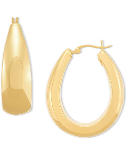 Polished Graduated Oval Medium Hoop Earrings in 14k Gold, 1-1/8"