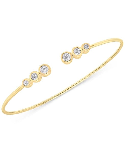 Diamond Bezel Cuff Bangle Bracelet (1/10 ct. t.w.) in 14k Gold, Created for Macy's