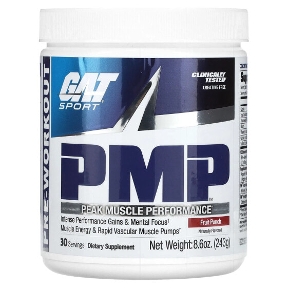 Предтренировочный комплекс GAT STM-Free PMP, Peak Muscle Performance, Фрукт Punch, 243 г