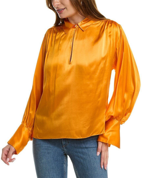 Frame Denim Satin Keyhole Silk Popover Top Women's