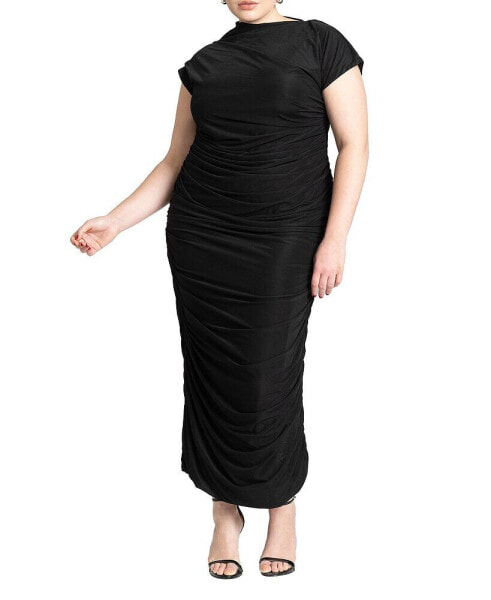 Plus Size Draped Asym Dress