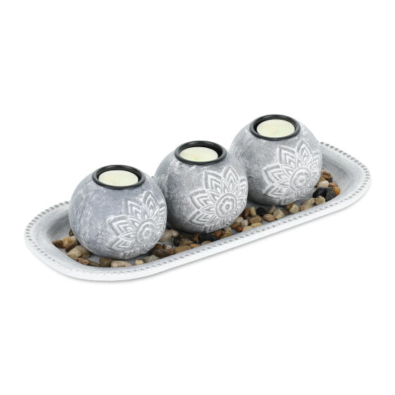 Florale Teelichthalter mit Tablett