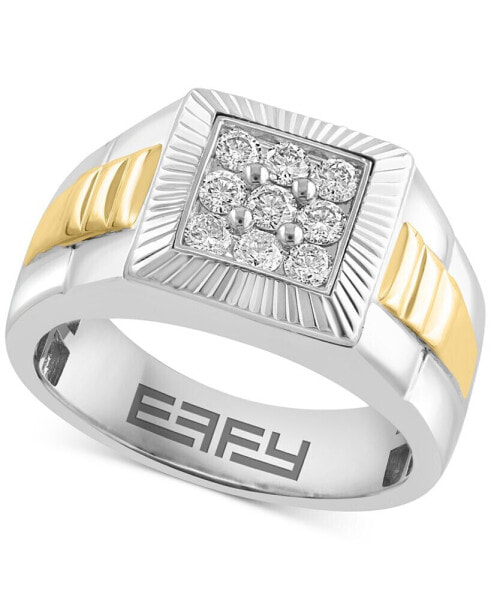 EFFY® Men's Diamond Cluster Ring (1/2 ct. t.w.) in 10k Two-Tone Gold
