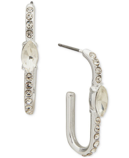 Silver-Tone Crystal Navette C Hoop Earrings