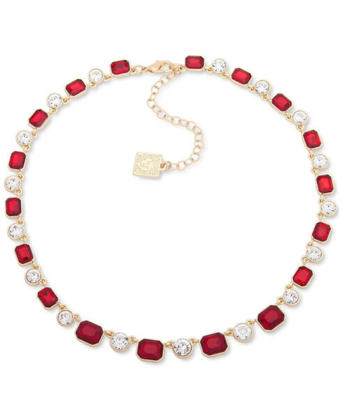 Gold-Tone Color Crystal Collar Necklace, 16" + 3" extender