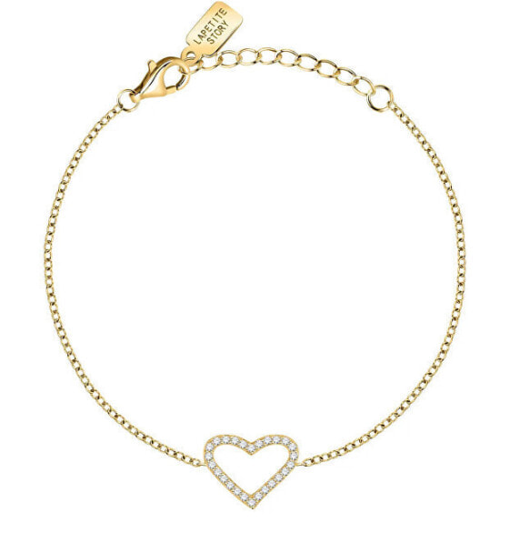 Decent gold-plated heart bracelet with zircons Silver LPS05AWV26