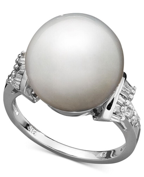 Кольцо Macy's White Gold Pearl & Diamond (13мм)