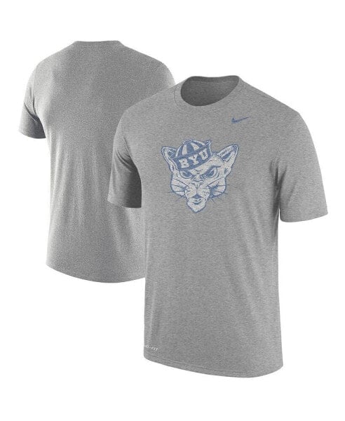 Men's Heathered Gray BYU Cougars Vintage-Like Logo Performance T-shirt