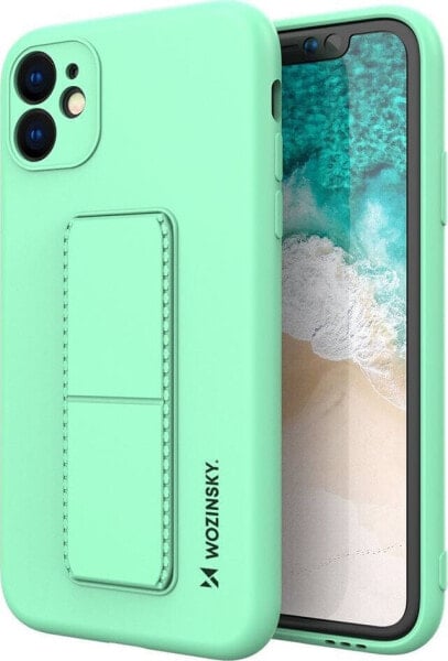 Wozinsky Wozinsky Kickstand Case elastyczne silikonowe etui z podstawką iPhone 12 mini miętowy