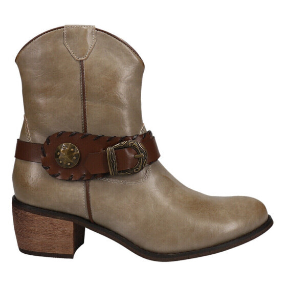 Roper Mae Round Toe Cowboy Booties Womens Beige Casual Boots 09-021-1557-2053