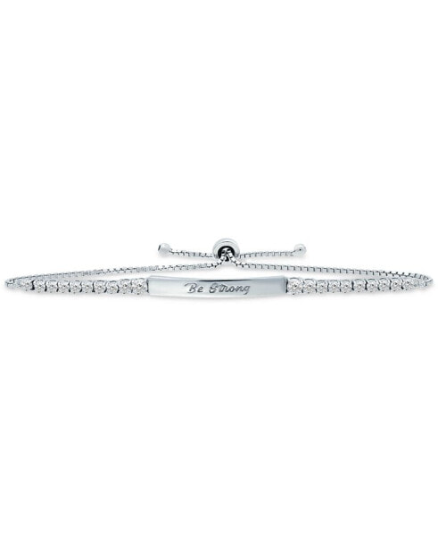 Cubic Zirconia "Be Strong" Bolo Bracelet in Sterling Silver, Created for Macy's