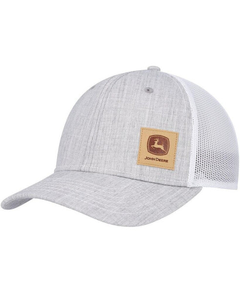 Men's Gray John Deere Classic Suede Corner Logo Trucker Adjustable Hat