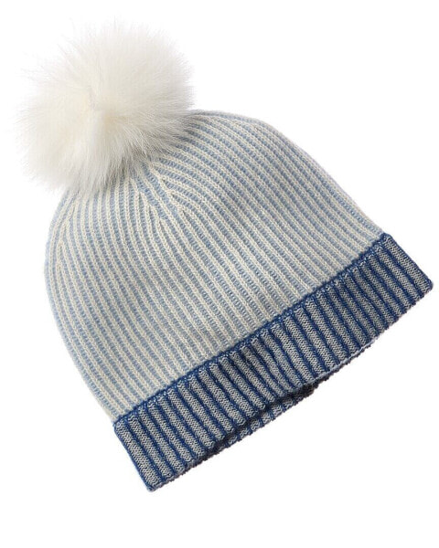 Forte Cashmere Colorblocked Pompom Cashmere Hat Women's Grey