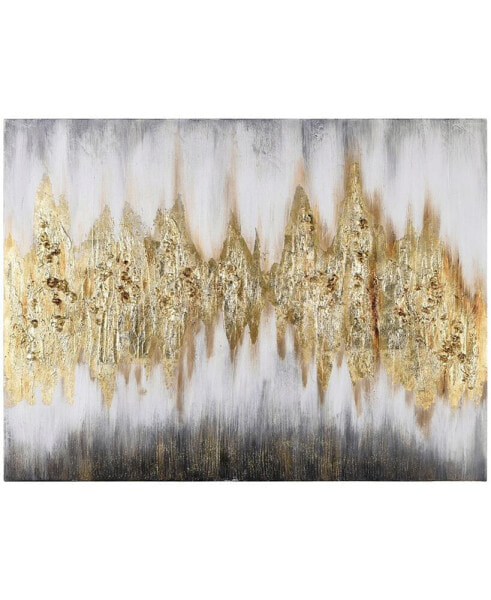 Gold Frequency Textured Metallic Hand Painted Wall Art by Martin Edwards, 30" x 40" x 1.5"