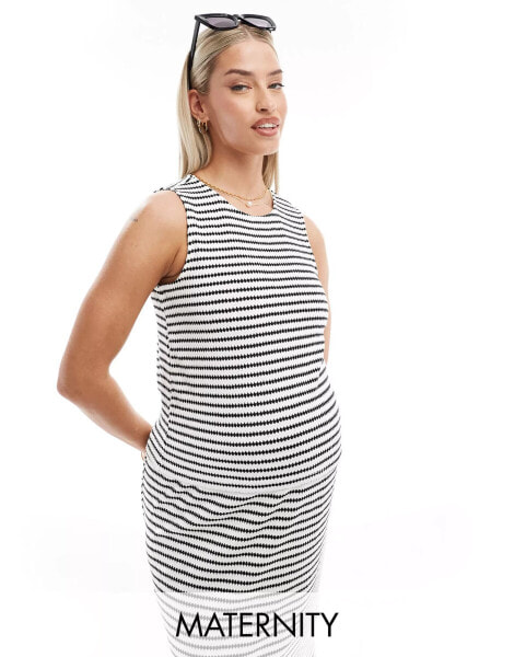 Mamalicious Maternity fine knit tank top co-ord in mono stripe