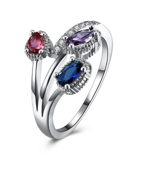 Multicolor Flower Ring for Women with Cubic Zirconia Stones