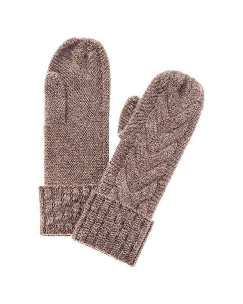 Hannah Rose Chunky Cable Cashmere Mittens Women's Brown