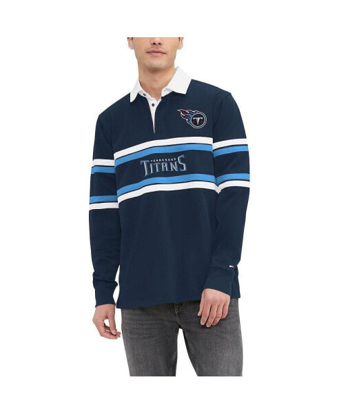 Men's Navy Tennessee Titans Cory Varsity Rugby Long Sleeve T-Shirt