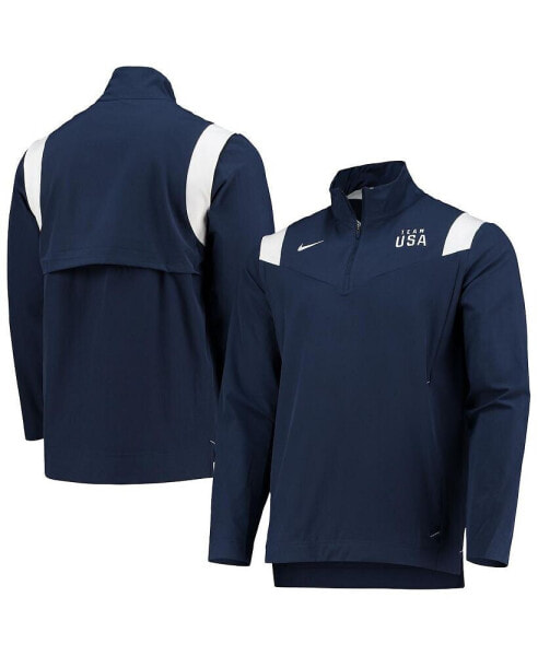 Men's Navy Team USA On-Field Quarter-Zip Jacket