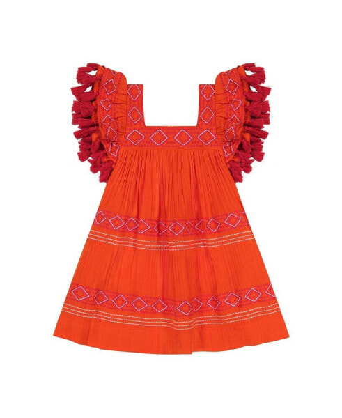 Little Girls Serena Tassel Dress Poppy Embroidery