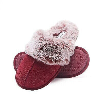 Jessica Simpson Womens Micro-Suede Scuff Slipper - Burgundy/Small