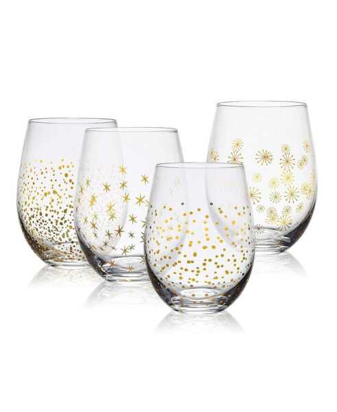 Party 18 Ounce Stemless Wine Glass 4-Piece Set