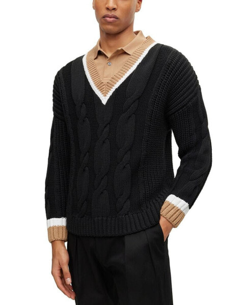 Men's Cotton-Blend V-Neck Sweater