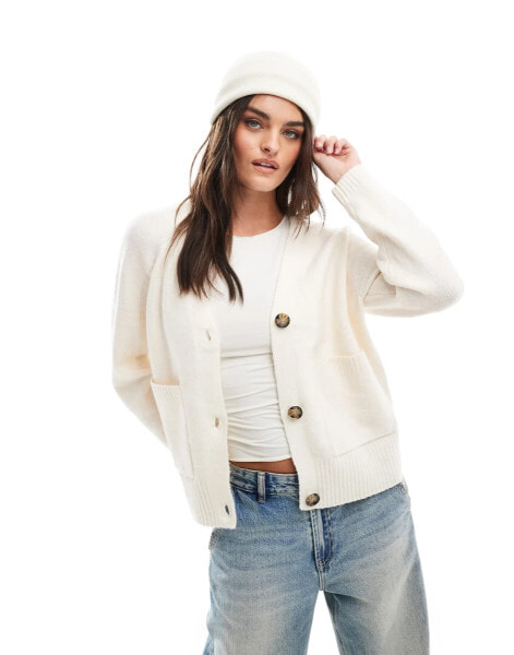 Vero Moda v-neck button down cardigan in cream