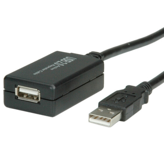 VALUE USB 2.0 Extension Cable - active with Repeater 12 m - 12 m - USB A - USB A - USB 2.0 - Male/Female - Black