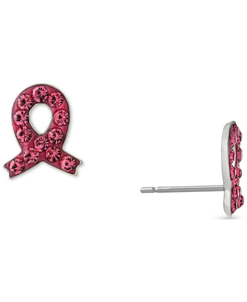 Pink Crystal Ribbon Earrings in Sterling Silver, Created for Macy's