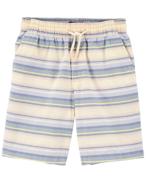 Kid Baja Striped Drawstring Canvas Shorts 7