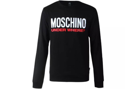 MOSCHINO莫斯奇诺 棉质印花长袖圆领T恤 男款 黑色 送礼推荐 / Футболка MOSCHINO T A1804 8127 555 A1804-8127-555