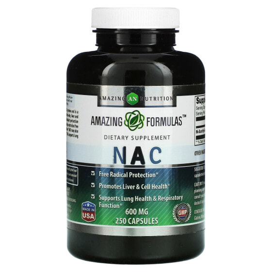 NAC, 1,200 mg, 250 Capsules (600 mg Per Capsule)