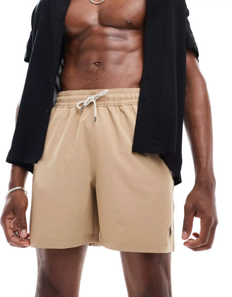 Polo Ralph Lauren Traveler icon logo swim shorts in khaki beige