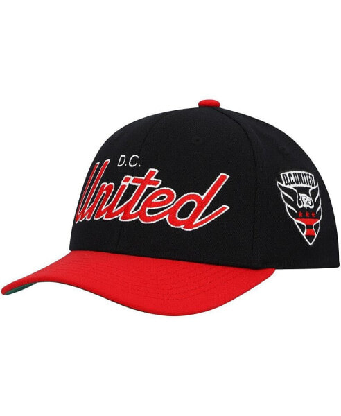 Men's Black D.C. United Team Script 2.0 Stretch Snapback Hat