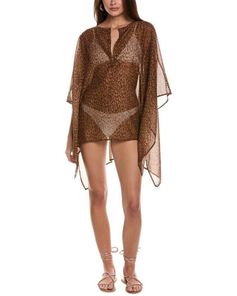 Zadig & Voltaire Leopard Short Silk-Blend Kaftan Women's Brown Os