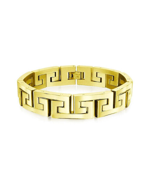Stylish Masculine Geometric Infinity Key Link Bracelet Men Gold Tone Stainless Steel 8.5 Inch Length 12MM Width