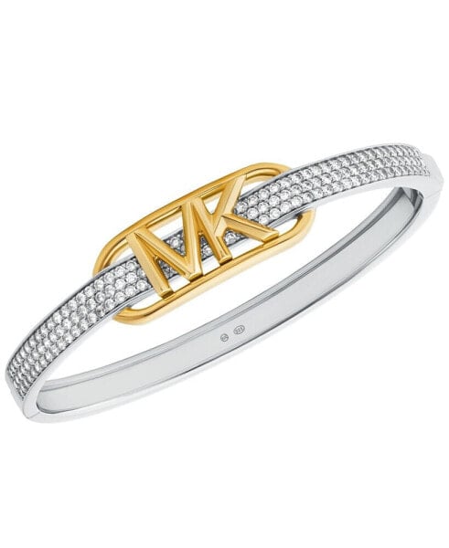 Two-Tone Sterling Silver Pave Empire Link Bangle