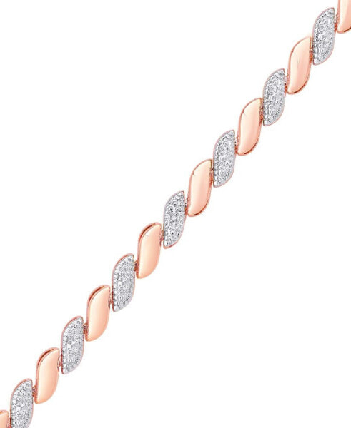 Diamond Accent San Marco Link Bracelet in 18k Gold-Plate & Silver-Plate
