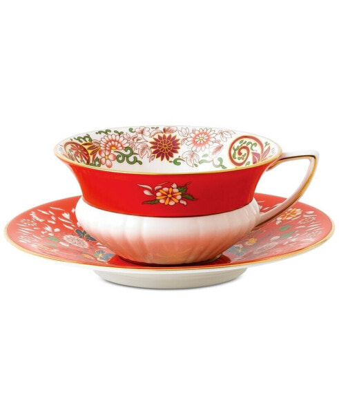 Wonderlust Crimson Orient Teacup & Saucer