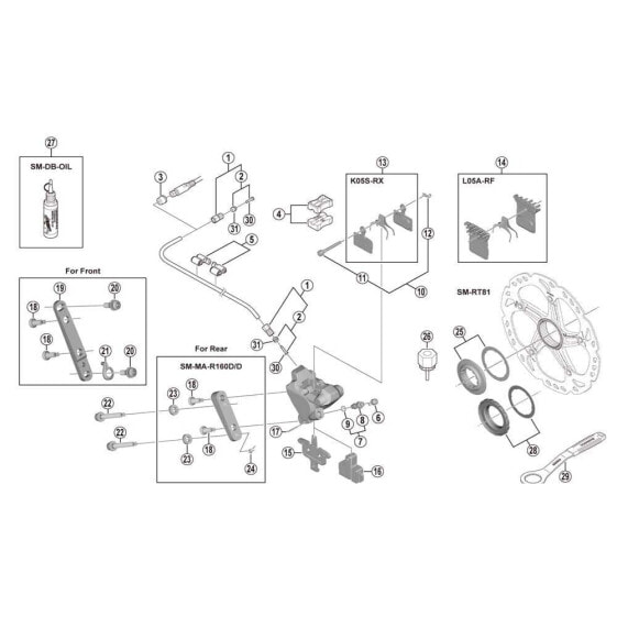 SHIMANO Olive + Insert + Connection Bolt For BR-M4050/BR-RS805 Set