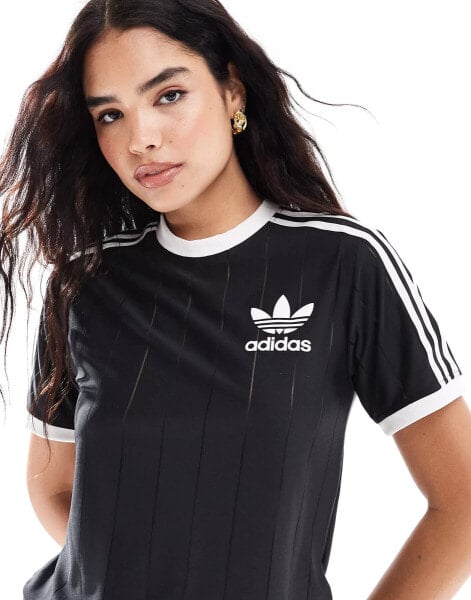 adidas Originals Adicolor 3-stripes Pinstripe t-shirt in black