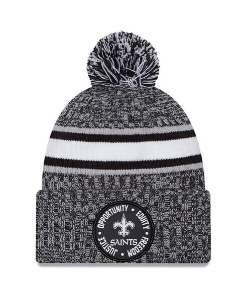 Men's Heather Black New Orleans Saints 2023 Inspire Change Cuffed Knit Hat with Pom