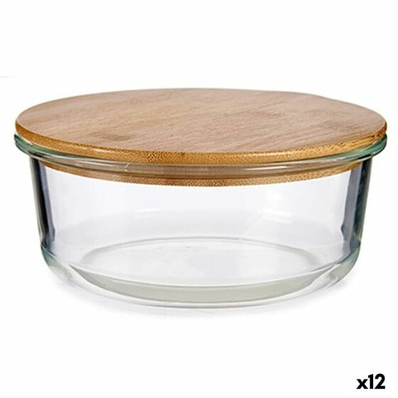 Круглая коробочка для завтраков с крышкой Бамбук 17 x 7 x 17 cm (12 штук)