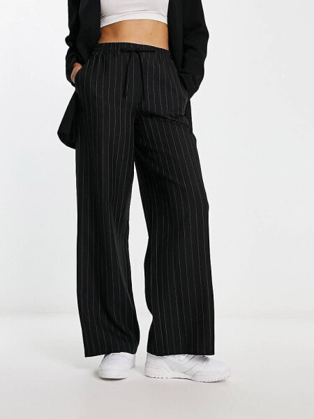 ASOS DESIGN pull on trouser in black stripe