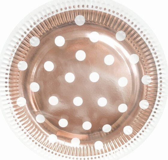 Одноразовые тарелки GoDan розово-золотые с горошком 23 см, 6 шт.